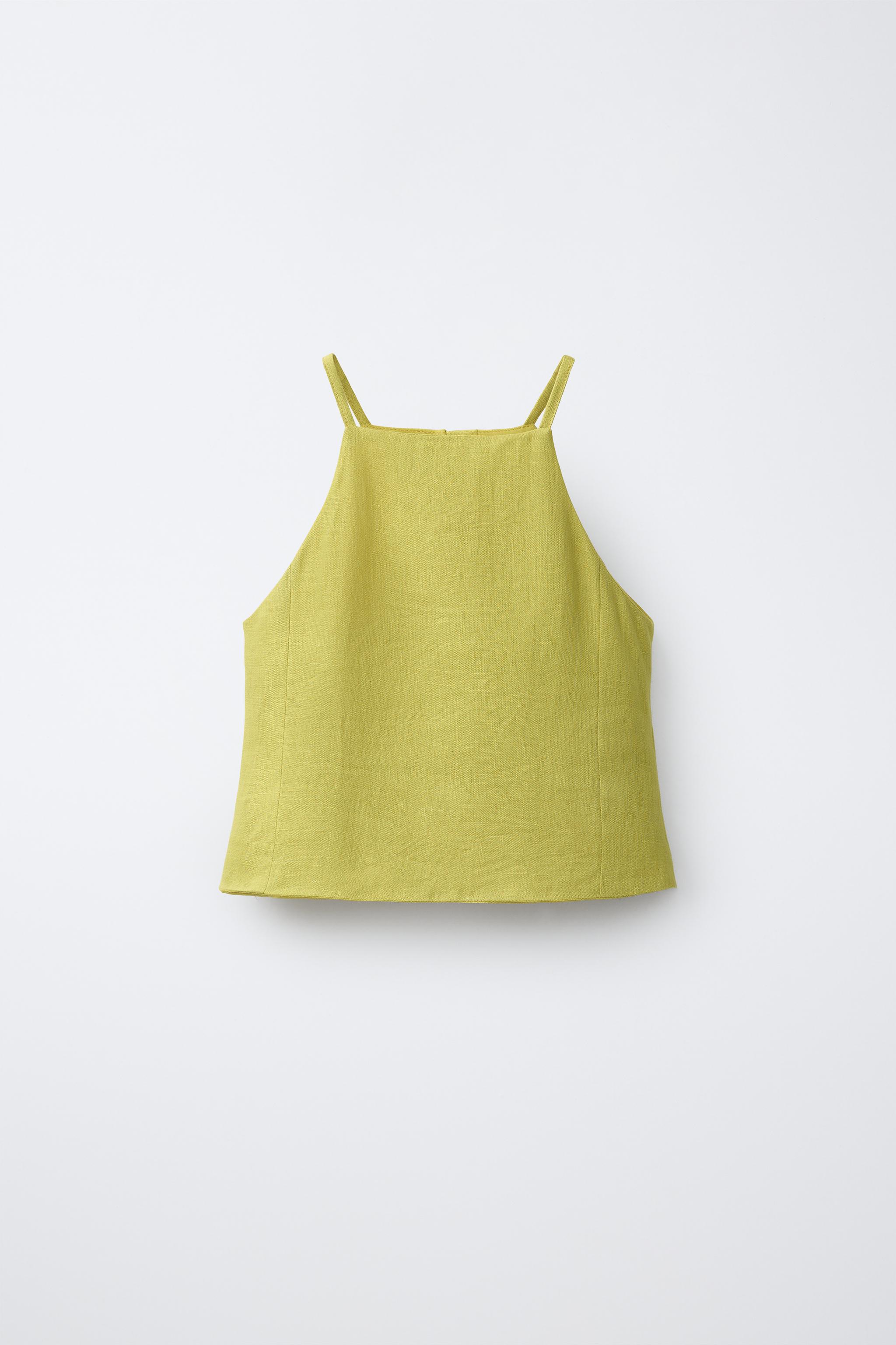 100% LINEN HALTER TOP